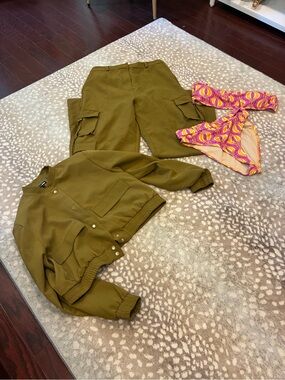 Olive Green Cargo Jacket & Pants Set PLUS bonus- Bikini!